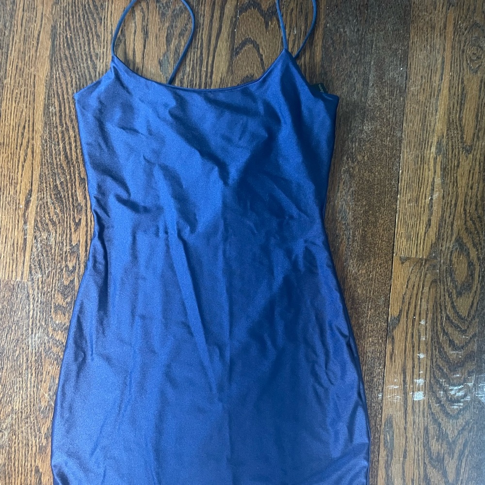 Blue bodycon mini dress